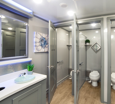 Sanitary Restroom Trailers interiors are elegant as well as functional.