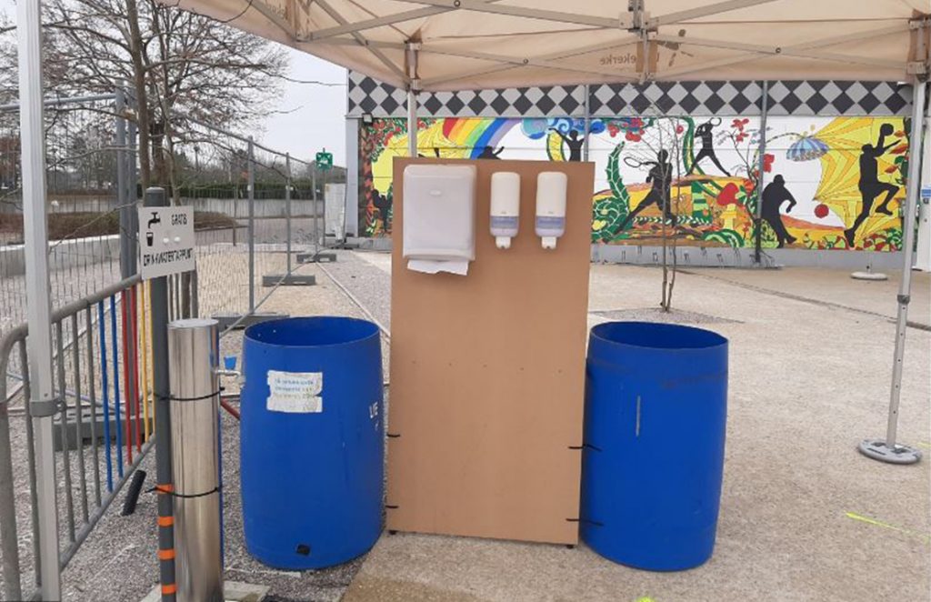 DIY hand sanitizer stations in the Netherlands